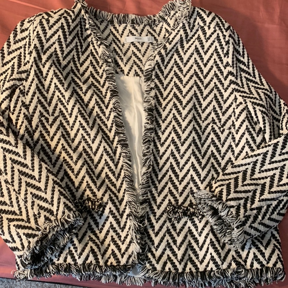 Mango MNG Suit Cropped Chevron Jacket